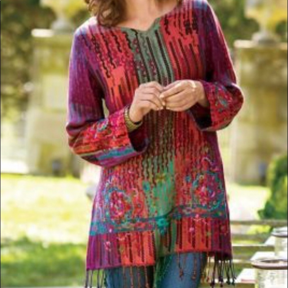 Soft Surroundings Colorful Tunic Top, Embroidered